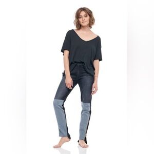 NWT Free People x Sandrine Rose Color Block Ankle Zipper Skinny Jeans